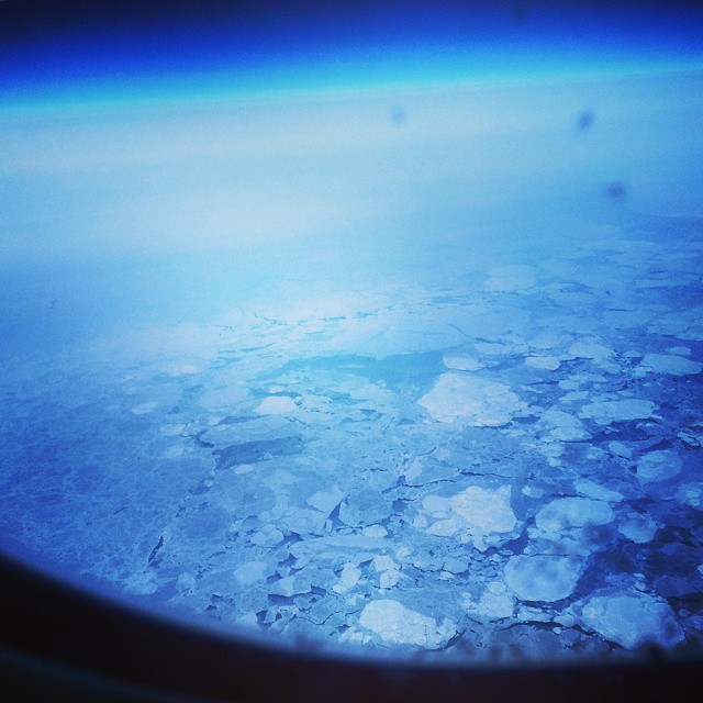 Flying over the Arctic ocean