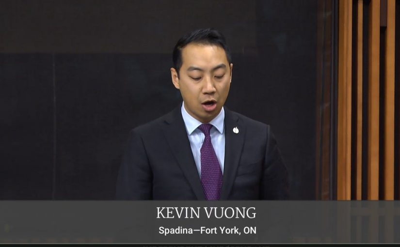 Kevin Vuong speaks during Question Period